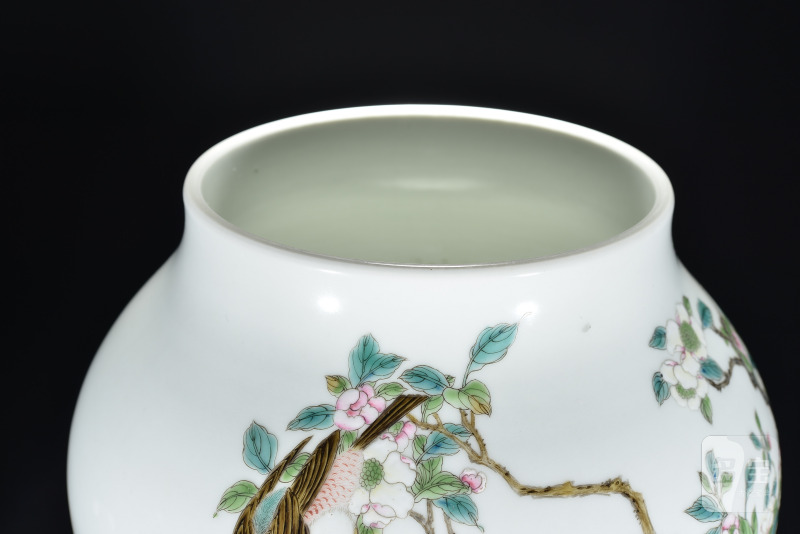 清光绪 粉彩花鸟纹罐 - 图9